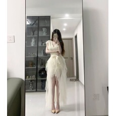 批发上衣搭网纱半裙两件套