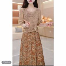 批发时尚法式洋气春季连衣裙女款爆款2026新款<b class='q'>印花</b><b class='q'>套装</b>中长款轻奢气质