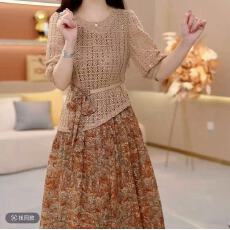 批发时尚套装长裙显瘦中长款气质早春修身收腰时尚印花