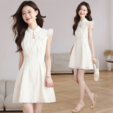 批发实拍一梦清欢新中式国风气质小飞袖收腰改良旗袍<b class='q'>连衣裙</b>