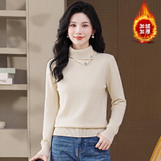 批发实拍交叉领加绒加厚毛衣女2026新款秋冬<b class='q'>妈妈</b>一体绒内搭针织打底衫