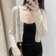 批发配吊带裙<b class='q'>蕾丝</b>防晒开衫女薄款空调罩衫春夏2025新款网纱<b class='q'>披肩</b>小外套