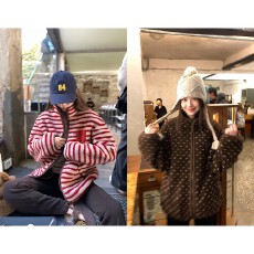 批发【莓莓榛果派】针织拼接小口袋宽松奥利绒复合加厚羊羔毛外套 