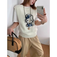 批发动漫限定羊毛针织<b class='q'>马甲</b>女软糯猫咪图案~衬衫叠穿背心