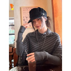 批发宋正恩黑灰色针织衫女巨好看早秋穿搭韩系蝙蝠袖<b class='q'>宽松</b>长袖毛衣上衣