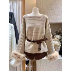 批发韩系一字领灰色毛衣女秋冬季2025新款绝美巨好看的<b class='q'>针织衫</b>内搭上衣