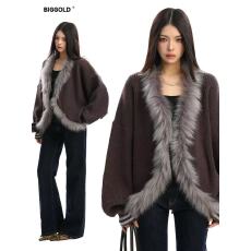 辣妹设计感毛领毛衣外套女秋冬慵懒宽松加厚针织开衫上衣