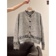 批发牛角扣针织开衫加厚毛衣提花外套春装新款外穿宽松上衣女