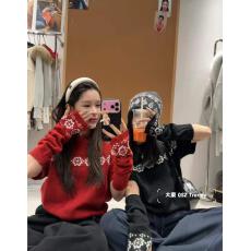 红色雪花袖套毛衣女秋冬复古显瘦圣诞费尔岛菱格短针织短袖