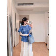 批发温柔慵懒风蓝色韩系软糯上衣坎肩叠穿针织衫背心<b class='q'>马甲</b>套头毛衣女春