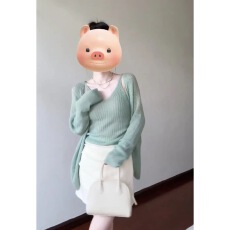 批发慵懒风气质辣妹绿色吊带上衣针织开衫女装2026<b class='q'>秋</b>冬新款小个子毛衣
