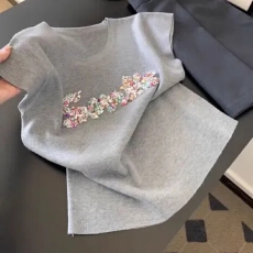 批发灰色镶钻短袖针织衫女2026夏季新款坎肩内搭打底修身显瘦<b class='q'>马甲</b>背心