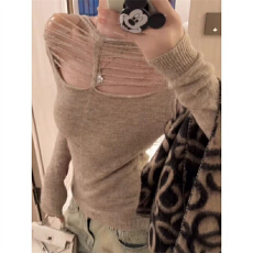 批发时尚辣妹风别致镂空设计感性感修身内搭女秋<b class='q'>冬</b>新款简约纯色打底衫