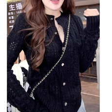 批发2026 缕空针织<b class='q'>开衫</b>女秋外搭毛衣长袖外套上衣