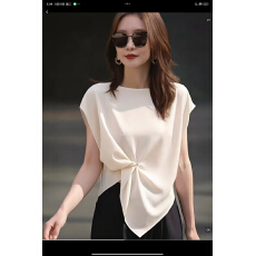 批发40支92棉8氨纶抖音质量大码女装<b class='q'>不规则</b>螺纹短袖T恤女