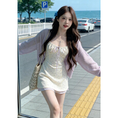 批发法式温柔气质开衫吊带连衣裙子女2026<b class='q'>春</b>夏季新款甜美可爱短裙