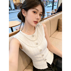 批发法式重工钉珠针织背心<b class='q'>女</b>2026夏季新款高级感气质无袖上衣