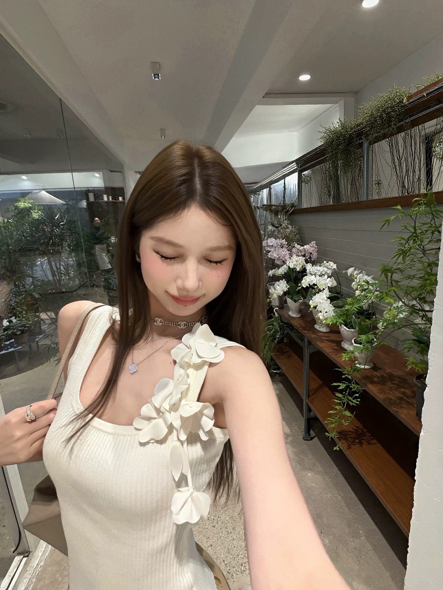 tongiiuu 종 여름 꽃 기둥 무거운 작업 3 차원 꽃 니트 캐미솔 몸매 가꾸기 슬림해 보이는 맨위 여름