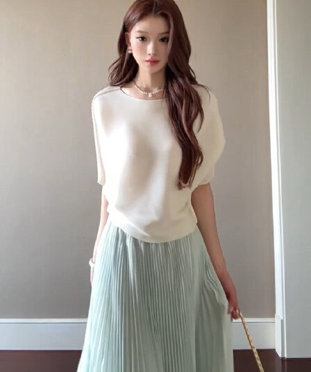 오프숄더 허리 수축 반팔 티셔츠 단색 다용도 슬림해 보이는 몸매 가꾸기 맨위 여성