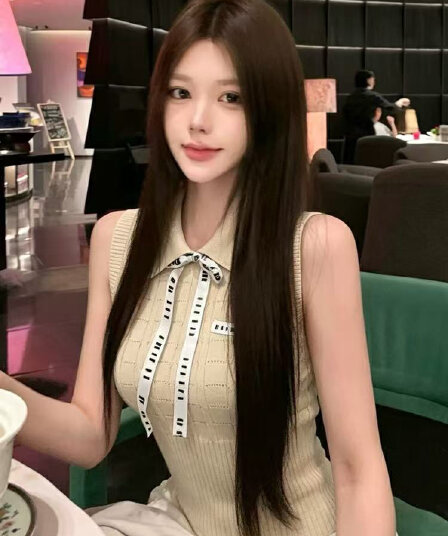 g1 studios 학원 스타일 쌀 살구 색상 POLO 칼라 조끼 여성 여름 순수한 욕망 연령 감소 레이스업 슬림해 보이는 민소매 맨위