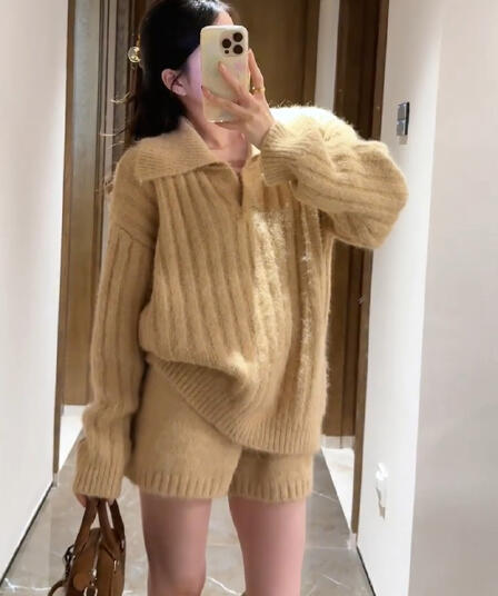 한 부서 니트 스웨터 세트 드레스 아이들 가을 겨울철 2026 새로운 그레이트 통해보기 가져 가라. ootd 전체 집합 가을 의상