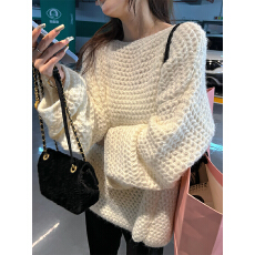 批发秋冬装大码女装韩系复古粗针毛衣宽松慵懒高级感软糯温柔套头上衣