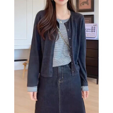 批发绵羊绒长袖上衣针织打底衫女假两件圆领秋冬加厚保暖毛衣