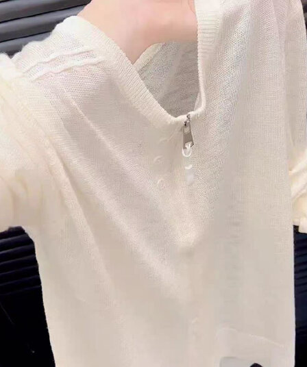 부드러운 바람 단색 긴팔 니트 스웨터 여성 얇은 스타일 지퍼 오픈 가디건 슬림해 보이는 표지 고기 다용도 맨위 밝은 색 작은 셔츠
