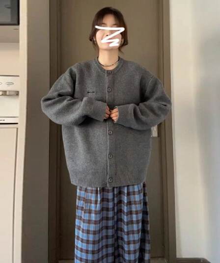 검정색 니트 오픈 가디건 여성 가을 루즈핏 느긋한 바람 캐주얼 다용도 고급 센스 외부 가져 가라. 스웨터 코트 맨위 겨울