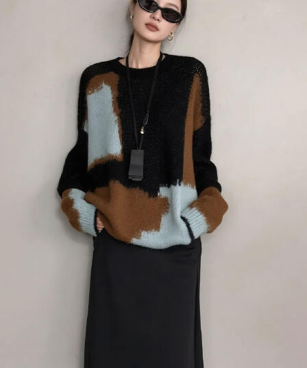 가을 새로운 고급 센스 chic 일본식 부드러운 바람 루즈핏 느긋한 부드러운 찹쌀 스웨터 코트