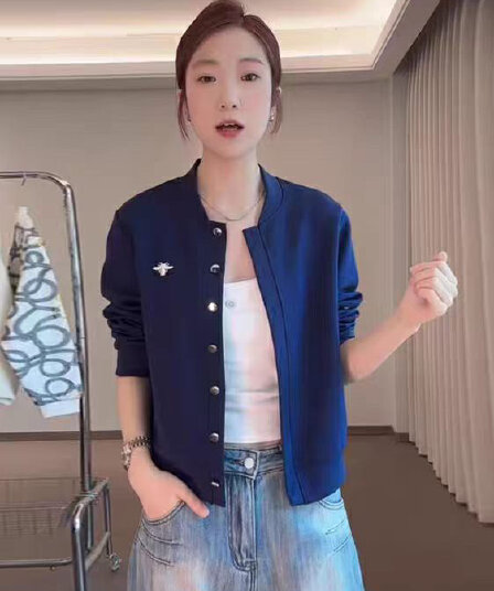 한국 스타일 느긋한 바람 작은 벌 자수 니트 오픈 가디건 여성 짧은 외투 패션 캐주얼 다용도 맨위 패션 재킷