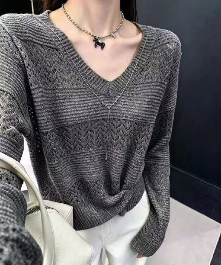 아메리칸 레트로 스트라이프 니트 스웨터 여성 조기 가을 꽈배기 V넥 스웨터 슬림해 보이는 핫걸 맨위 트렌디