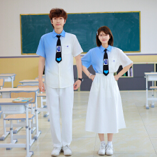 批发情侣装<b class='q'>夏</b>季学生班服套装衬衫舞台表演服装  男套65 女套75
