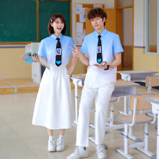 批发情侣装<b class='q'>夏</b>季学生班服套装渐变衬衣舞台服装校服 男套65 女套75