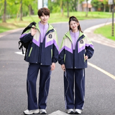 批发实拍情侣装秋季学生冲锋衣四件套装班服外套初中生校服