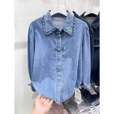 批发春季穿搭高级感蓝色牛仔<b class='q'>外套</b><b class='q'>衬衫</b>女春装2026新款爆款上衣<b class='q'>衬衣</b>叠穿