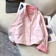 批发彩色牛仔短款外套女棒球服夹克2026年拉链小个子韩版休闲春季圆领