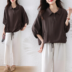 批发实拍2026年夏装新款时尚简约宽松型胖MM洋气<b class='q'>衬衫</b><b class='q'>气质</b>显瘦大码上衣