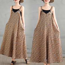 批发实拍女夏款背带裤吊带百搭阔腿裤气质宽松薄款<b class='q'>连体裤</b><b class='q'>碎花</b>休闲裤子