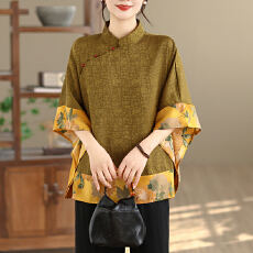 批发实拍香云纱中式国风盘扣小衫+裤子女洋气夏季新款妈妈<b class='q'>时尚</b>套装