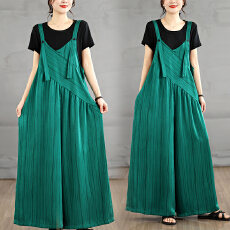 批发实拍<b class='q'>背带裤</b>女2026夏季新款宽松<b class='q'>大码</b>显瘦时尚减龄妈妈连衣裤裙