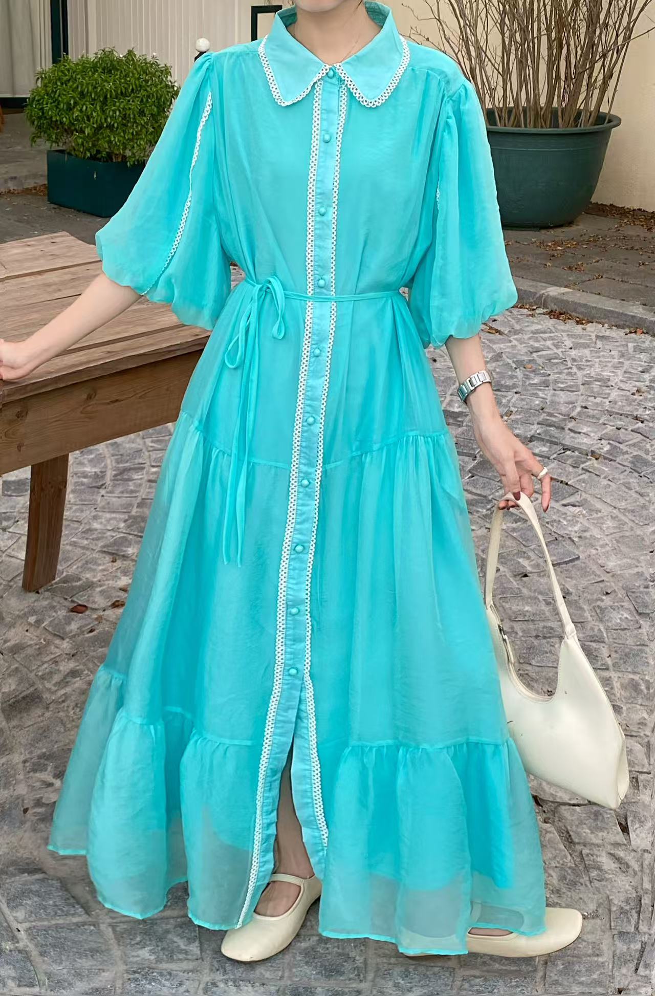 MY12817# 新款蕾丝拼接长款连衣裙女裝貨源服裝批發