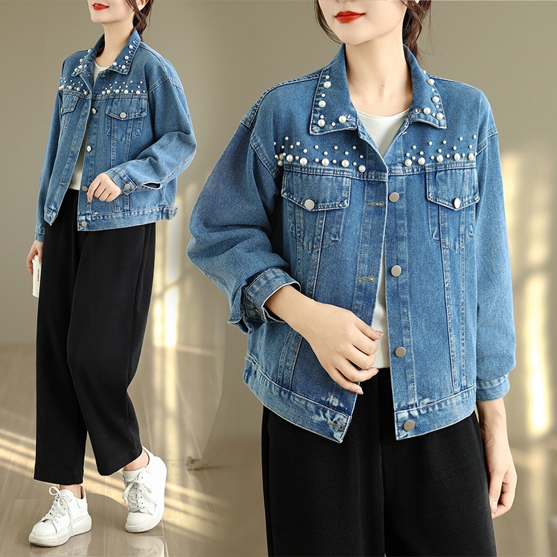 MY12807# 大码宽松显瘦牛仔短款长袖衬衣外套女女裝貨源服裝批發