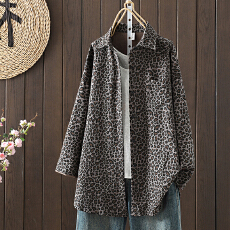 批发实拍大码2026<b class='q'>女装</b>美式豹纹衬衫<b class='q'>外套</b>长袖宽松上衣
