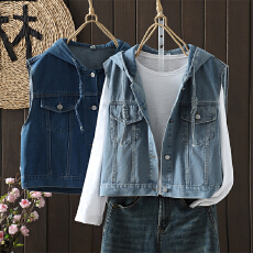 批发实拍宽松休闲百搭短款牛仔<b class='q'>马甲</b>外套