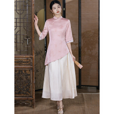 批发国风新中式奥黛春秋七分袖旗袍改良2026新款复古连衣裙套装