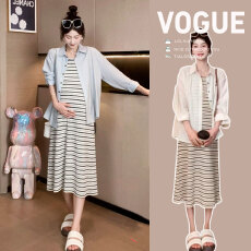 批发<b class='q'>孕妇装</b>夏季连衣裙2025新款休闲时尚<b class='q'>中长款</b>过膝外穿遮孕肚