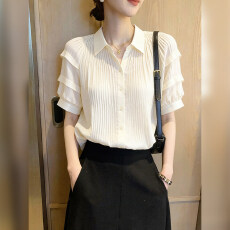 批发法式白色POLO领衬衫女夏季新款时尚洋气<b class='q'>长袖</b>衬衣气质减龄上衣