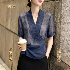 批发洋气减龄超火上衣女2026夏季新款高端老钱风气质简约时尚<b class='q'>大码</b>女装
