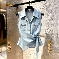 批发法式简约轻熟气质小香风蓝色无袖衬衫女2026夏季新款独特漂亮小衫